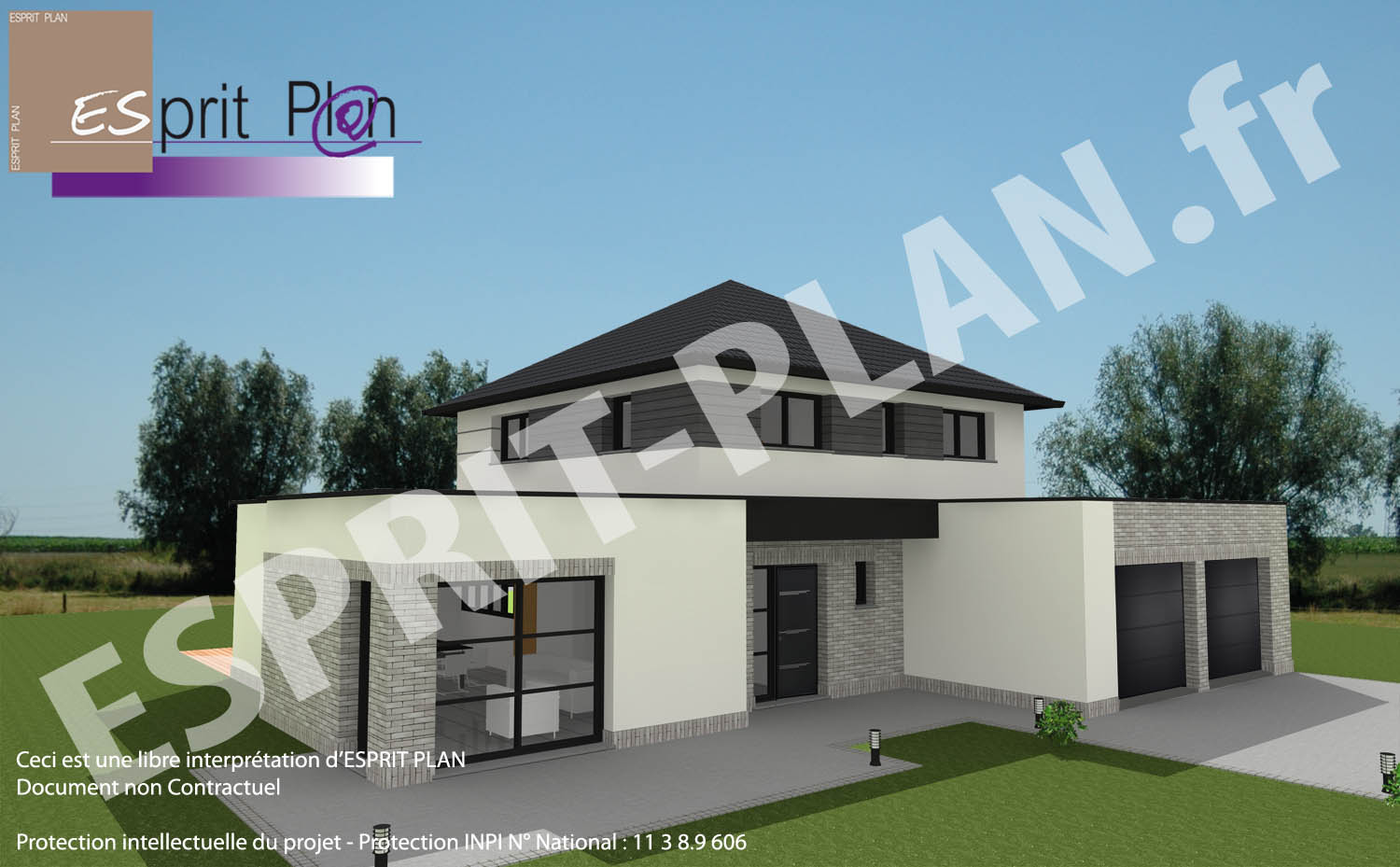 projet maison moderne RT2012 plui